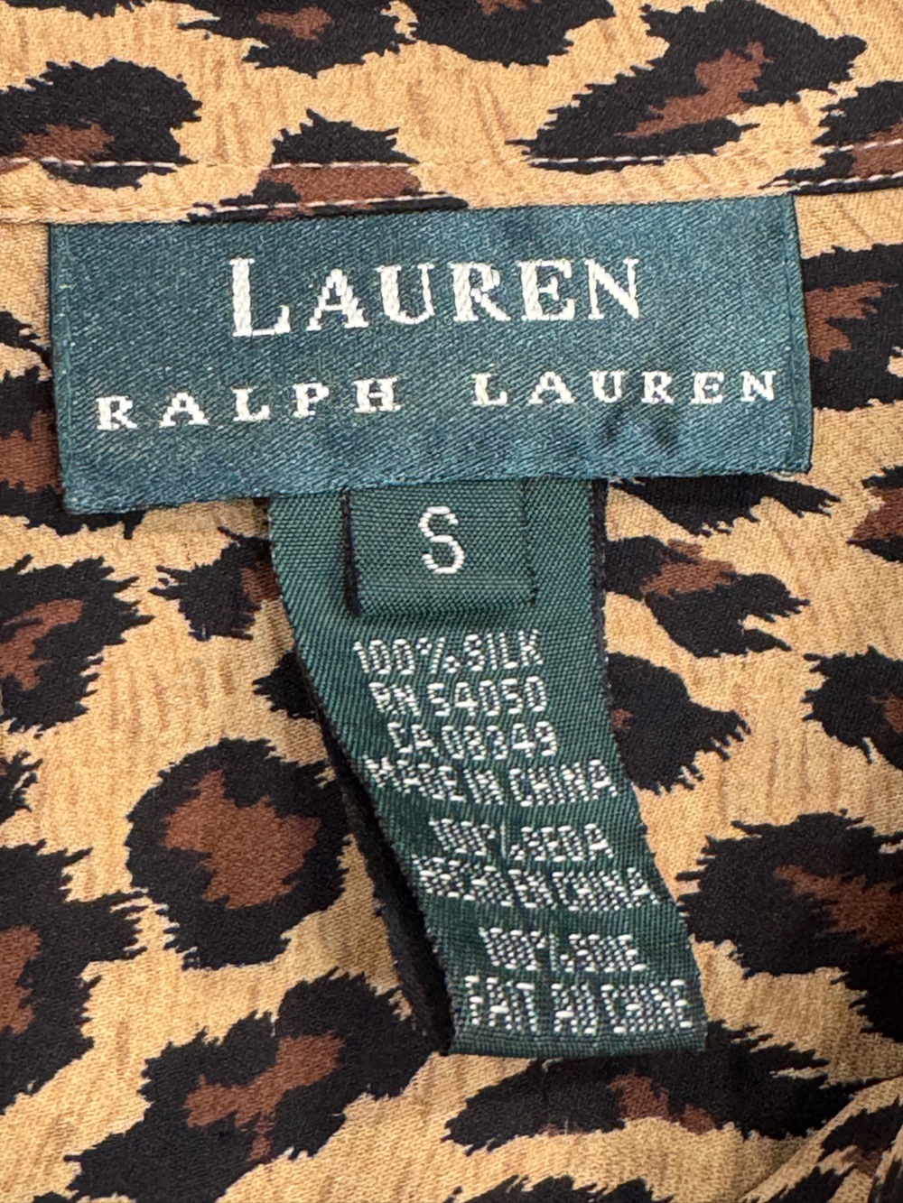 Vintage Lauren Ralph Lauren 100% Silk Leopard Print Button Down Blouse - Small - Picture 6 of 6